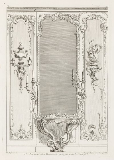 Development of a Trumeau de Glace Made for Portugal; Project of Trumeau with Variant for the Po... by Juste Aurèle Meissonnier